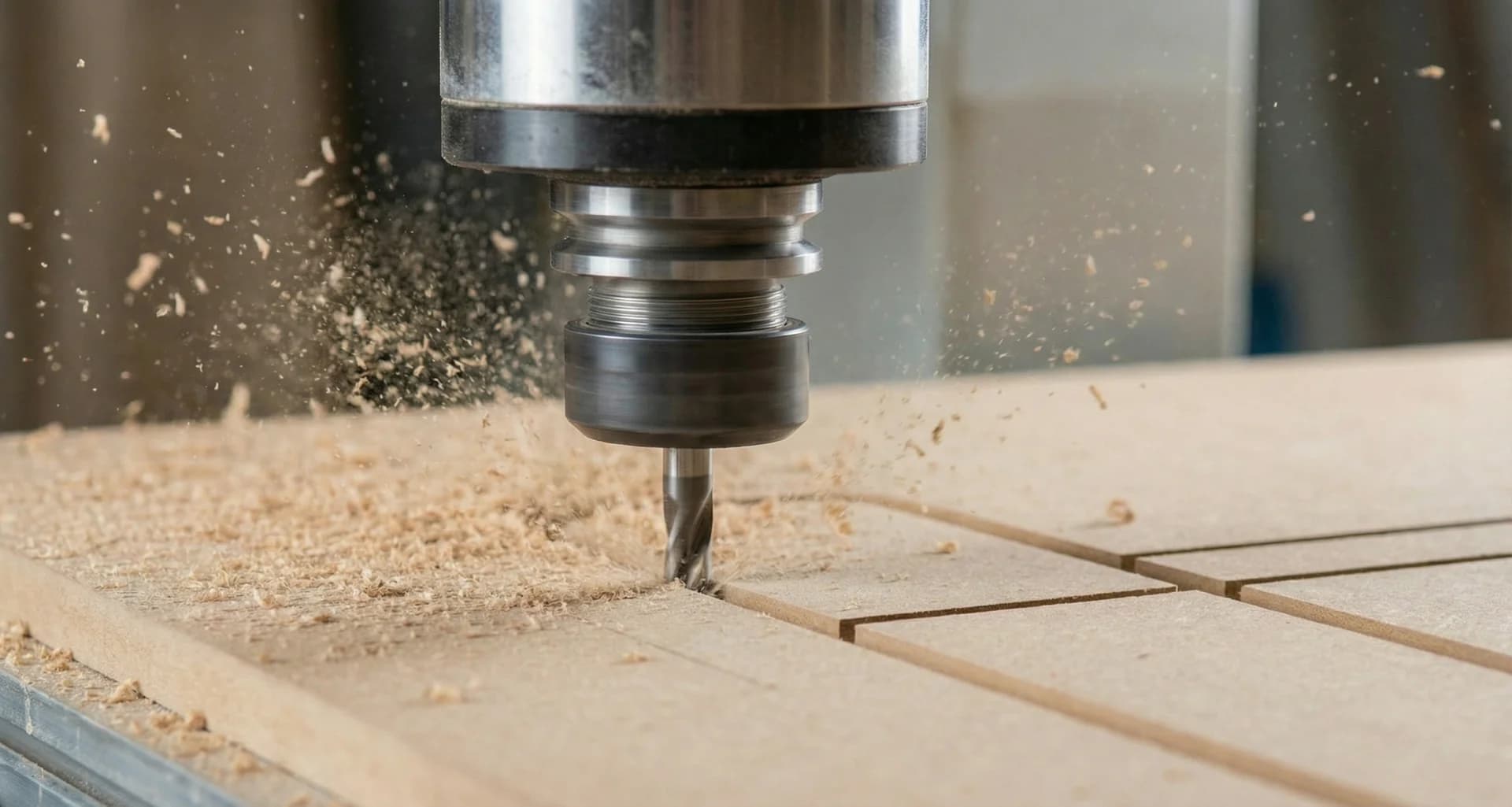 CNC machine cutting custom wood panels for Maker Closets cabinets